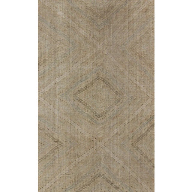 Subdued and subtle brown-toned embroidered Turkish Kilim vintage rug with diamond design, Keivan Woven Arts / rug...