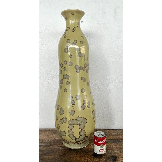 Ceramic Vintage Yellow Crystalline Glazed Ceramic Vase For Sale - Image 7 of 12