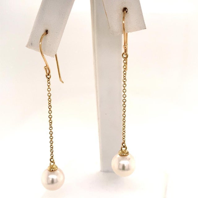 Akoya Pearl Earrings 14 Karat Yellow Gold Certified For Sale - Image 4 of 18