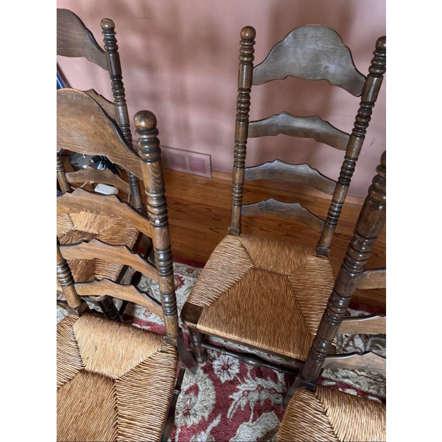 Late 20th Century Late 20th Century High Back Vintage Dining Ladder Chairs (4) For Sale - Image 5 of 7