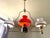 Orange Neoclassical Gilt Chandelier with White and Orange Domes, 1950 For Sale - Image 8 of 13