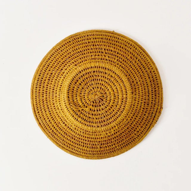 Early 20th Century Early 20th Century Sisal Handwoven Ochre Basket Eswatini 6inch For Sale - Image 5 of 8