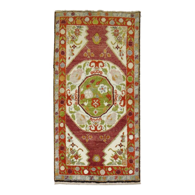 Mid 20th Century Colorful Vintage Turkish Oushak Runner, 3'2'' X 5'7'' For Sale