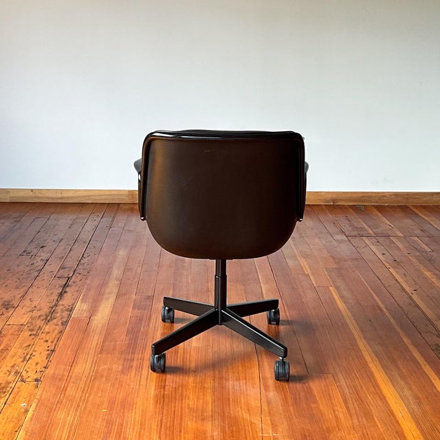 1960s Charles Pollock Executive Chair (1963) Black Leather, 8 Available For Sale - Image 5 of 12