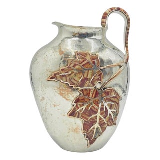 1980s Large Emilia Castillo Water Pitcher With Natural Jasper Stone Inlay, Signed For Sale