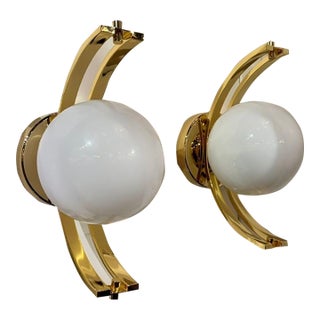 Pair of Murano Ball Sconces For Sale