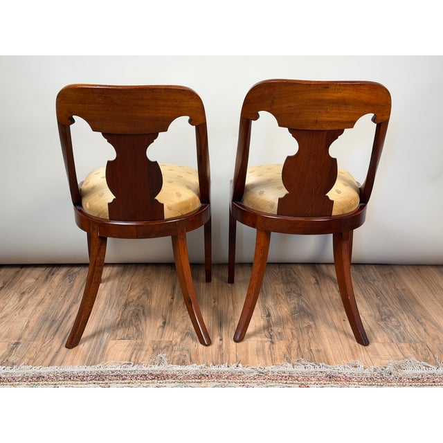 Pair Federal Period Mahogany Saber-Leg Side Chairs, C. 1820 For Sale - Image 9 of 10