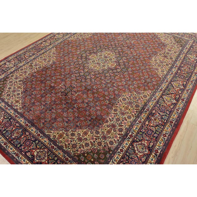 Farmhouse Sarouk Rug 8’3” X 10’11” Red Wool Vintage Traditional Hand-Knotted Carpet For Sale - Image 3 of 15