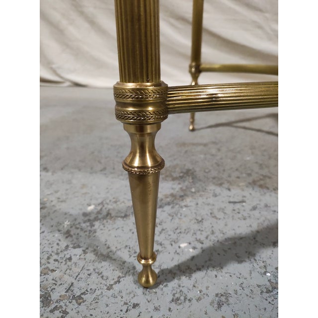 Stone 1940s French Louis XVI Style Brass & Marble Cocktail Table With Pierced Gallery For Sale - Image 7 of 8