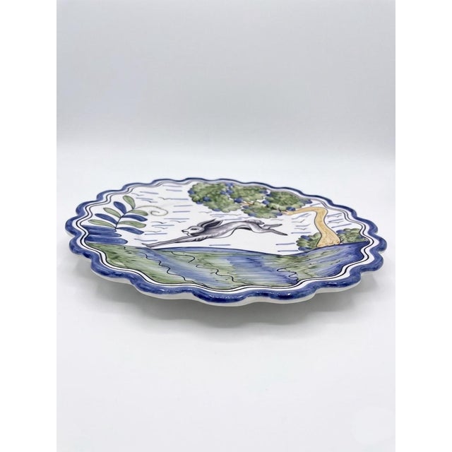 Set of 6 Andrea by Sadek Portuguese Majolica Style Leaping Hare Plates For Sale - Image 4 of 7