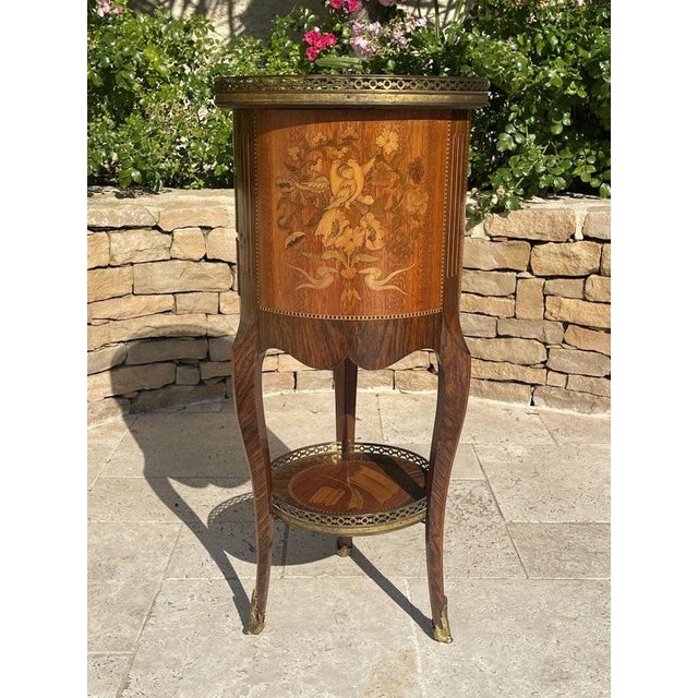 Louis XV Style Marquetry Bedside Table For Sale - Image 3 of 13