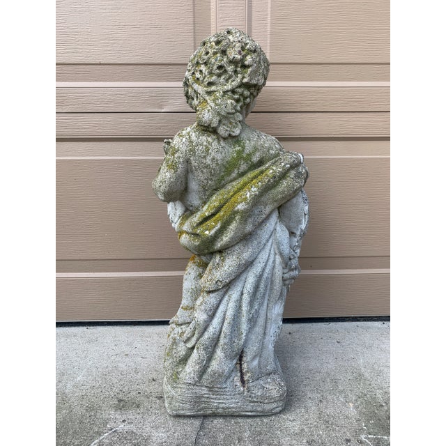 Late 20th Century Neoclassical Cast Stone Putto With Grapes Garden Statue For Sale - Image 10 of 11