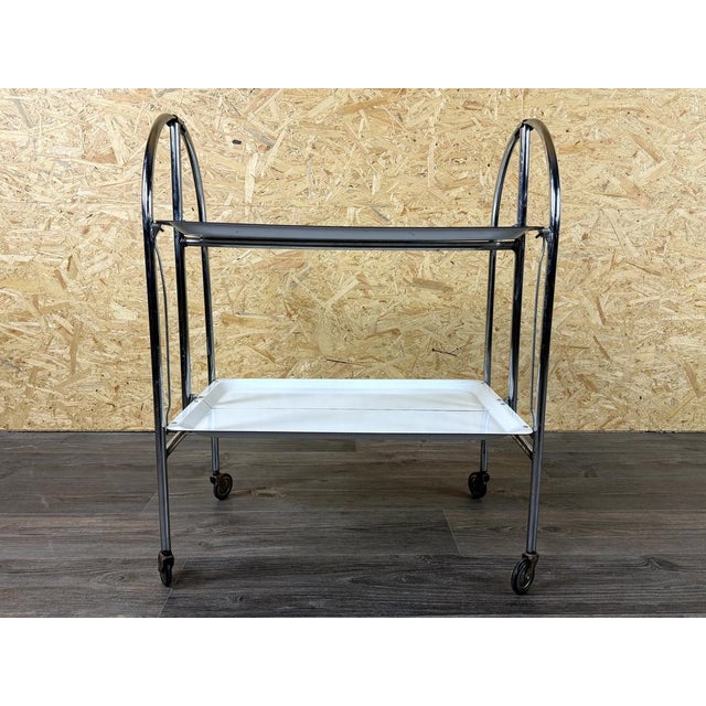 Space Age Chrome and White Serving Trolley, 1960s-1970s For Sale - Image 16 of 17
