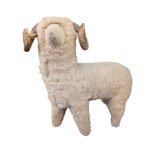 More than a just a simple footstool, this vintage shearling sheep sculpture has charm galore. Featuring real wool and real...