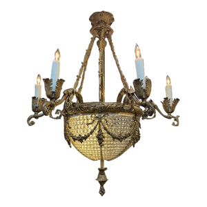 19th Century French Bronze and Crystal Chandelier