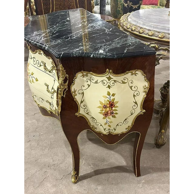 French Copper Louis XV Style Commode With a Marble on Top For Sale - Image 4 of 4