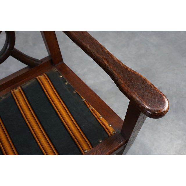 Vintage Art Deco Belgian Bench in Oak, 1920s For Sale - Image 10 of 14