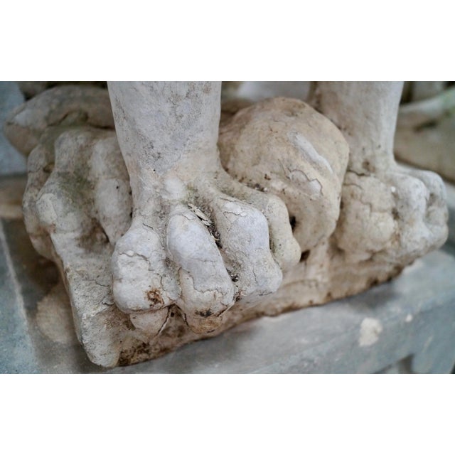 Proud Stone Cast French Sitting Lions, Set of 2 For Sale - Image 3 of 18