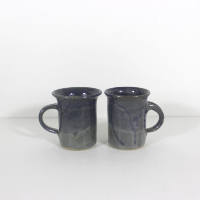 Vintage Signed Studio Pottery Coffee Mugs- a Pair For Sale - Image 9 of 9