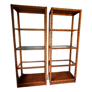 1970s Pair of Campaign Style Etageres Bookcases For Sale