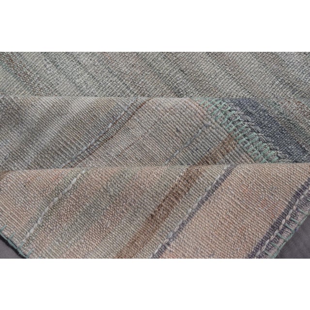 Vintage Turkish Kilim Rug With Striped Patterns in Muted Tones 13'2 X 16'0 For Sale - Image 14 of 14