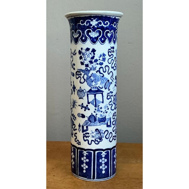 Vintage Chinese Blue and White Ceramic Vase For Sale - Image 11 of 12