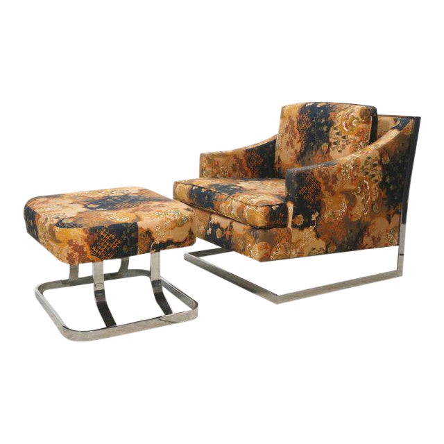 Milo Baughman Style Inspired Coral Lounge Chair With ...