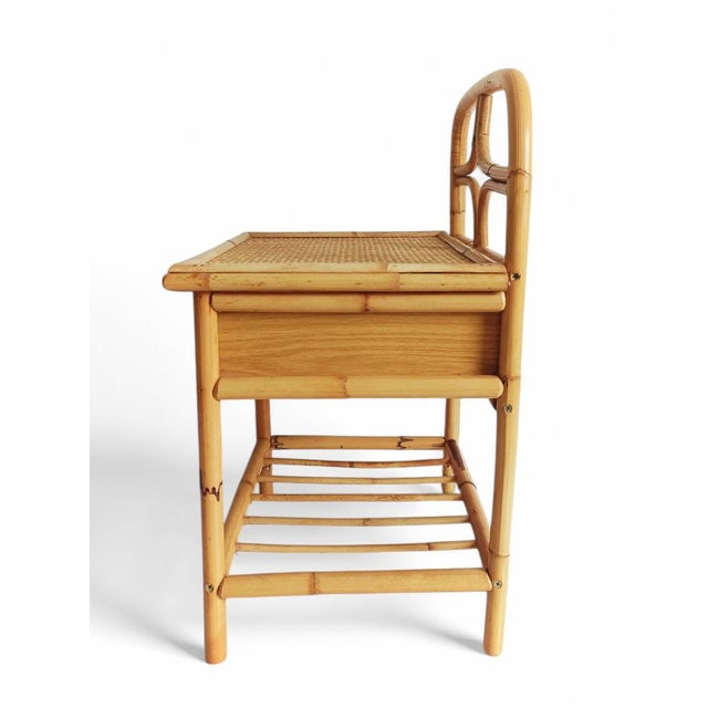 Mid-Century Bamboo and Woven Rattan Side Table, 1960s For Sale - Image 10 of 14