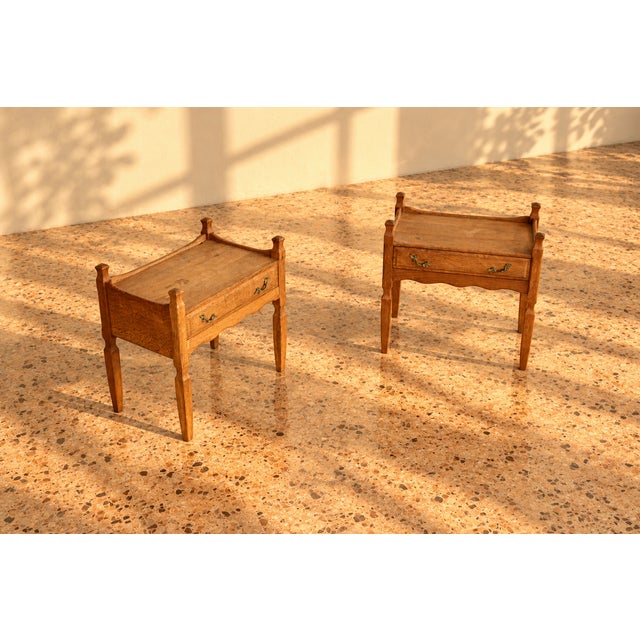 Vintage Brutalist Bedside Tables and Cabinets attributed to Henning Kjærnulf, Denmark, 1960s, Set of 2 For Sale - Image 4 of 8