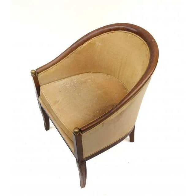 Vintage French Empire Style Barrel Back Accent Chair For Sale In New York - Image 6 of 9