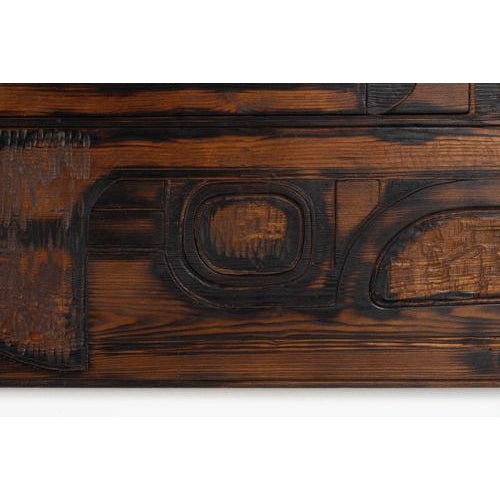 Brown Vintage Wall Panel in Pine by Francesco Pasinato, Italy, 1970s For Sale - Image 8 of 18