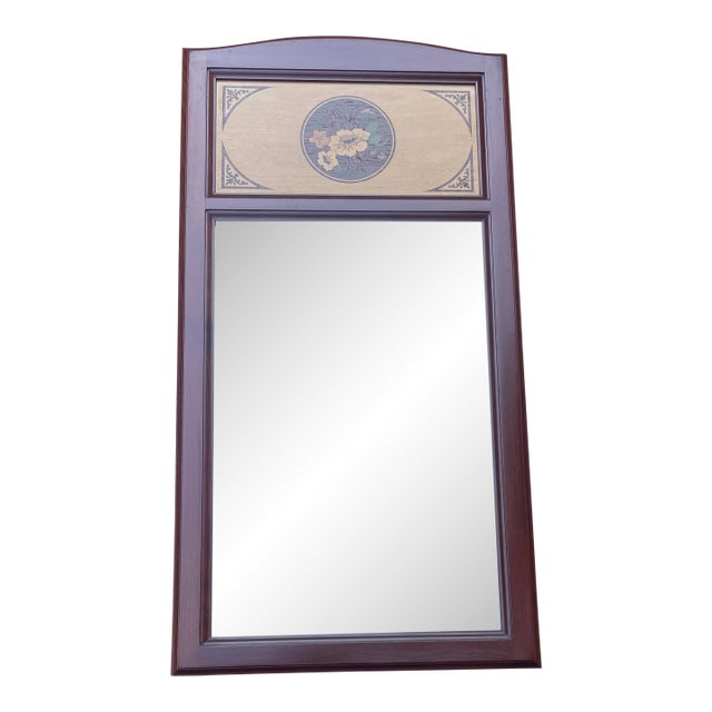 1990s Hudson River Inlay Floral Foray Mirror For Sale