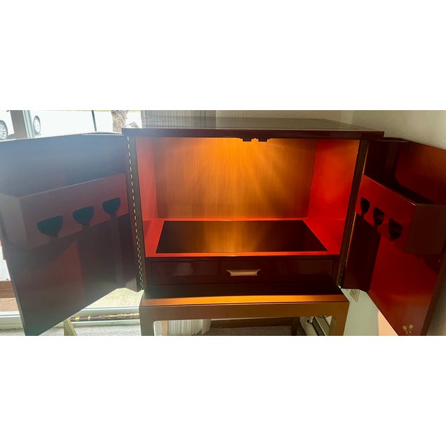 Red Kindel Bar Cabinet For Sale - Image 8 of 12