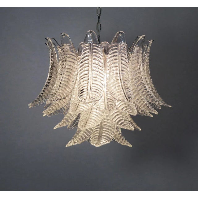 Glass Italian Murano Six-Tier Trasparent Felci Glass Chandelier – 36 Glasses For Sale - Image 7 of 10