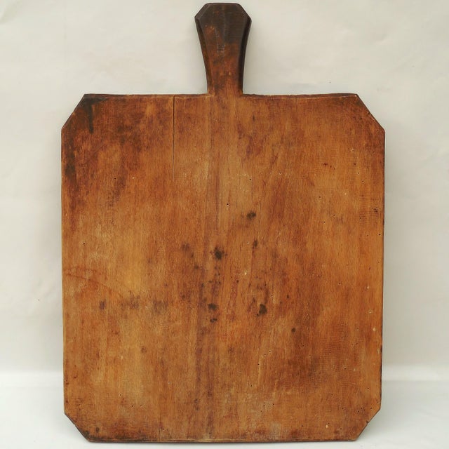 19th Century Large Antique Rustic Primitive Hardwood Bread Board / Chopping Block - Kitchen Cuttign Board For Sale - Image 6 of 11