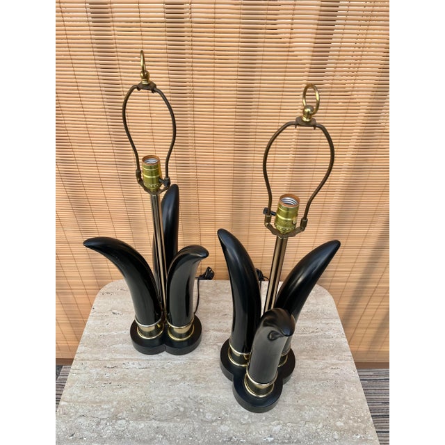 Vintage Mid Century Modern Sculptural Table Lamps (A Pair) For Sale - Image 4 of 12