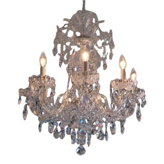 Schonbek Olde World Nine-Light Chandelier, Swarovski Crystal, Silver, 27 In For Sale