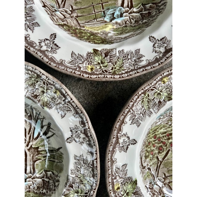American English Johnson Bros. "The Friendly Village" Rimmed Soup Bowls- Set of 3 For Sale - Image 3 of 7