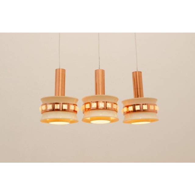 Vintage Hanging Lamp with Three Cut Glass Lampshades from Kamenický Šenov, 1970s For Sale - Image 12 of 17