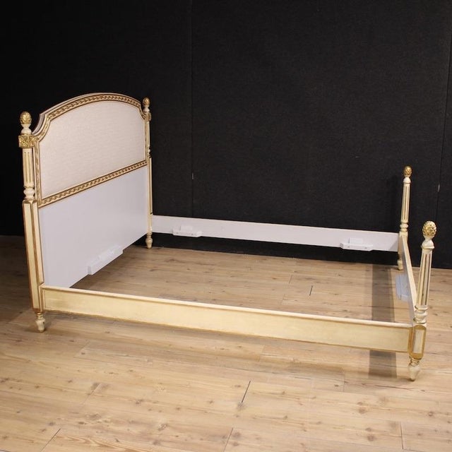 Louis XVI Lacquered and Gilded Double Bed, 1950s For Sale - Image 12 of 13