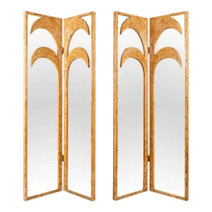 Vivai Del Sud Italian 1970’s Split Reed Mirrored Screens