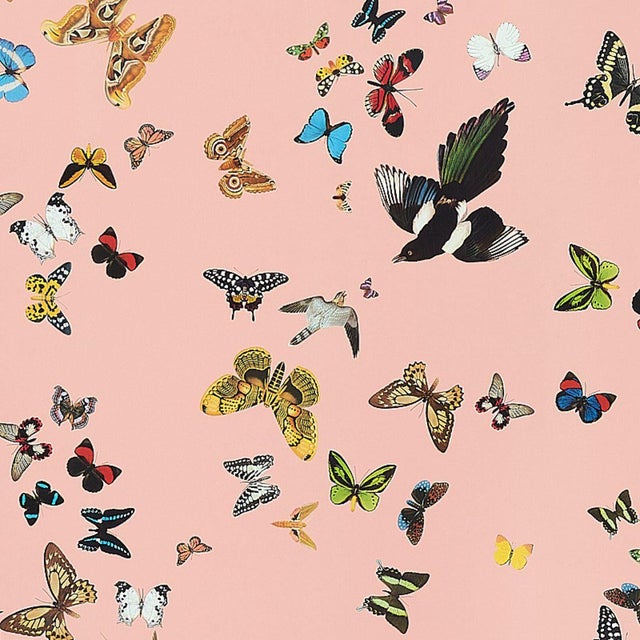 Schumacher X Peg Norris Queen's Flight Panel Wallpaper in Pink, Set of 2 For Sale