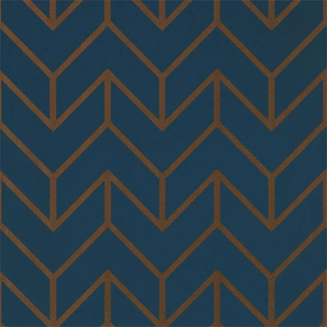 Harlequin Tessellation Wallpaper in Marine/Copper - a Sample For Sale