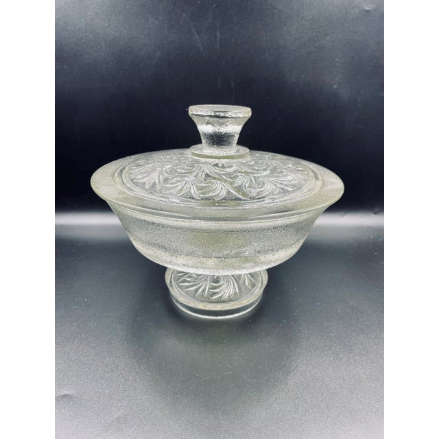 Modern Mid 20th Century Mod Pressed Glass "Laurel" Motif Candy Dish For Sale - Image 3 of 13
