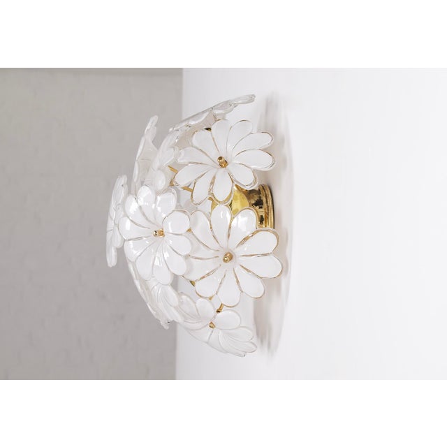 Mid-Century Modern Floral Murano Glass Ceiling Light, 1970s For Sale - Image 3 of 11