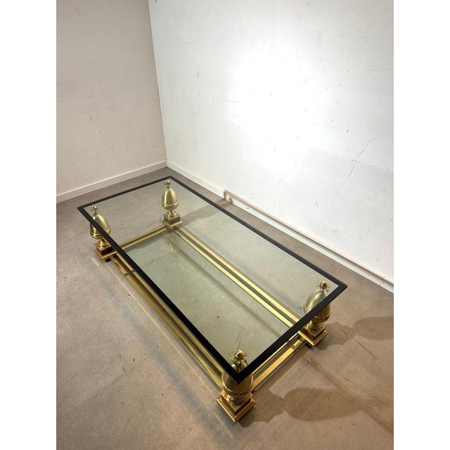 Maison Charles Brass and Glass Coffee Table from Maison Charles For Sale - Image 4 of 6