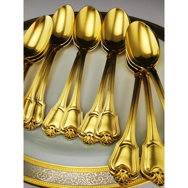 Vintage Solid Silver with Gold Finish Cutlery Set for 12 People from Christofle & Cardeilhac, 1950s, Set of 138 For Sale - Image 14 of 18