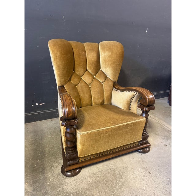 Art Deco 1940’s Danish Art Deco Mohair Lounge Chair. For Sale - Image 3 of 7
