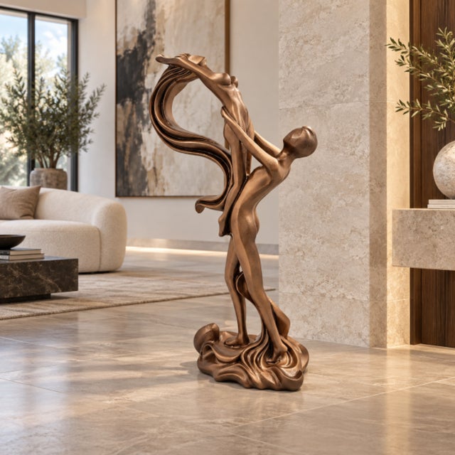Restored Rare Designer Jaru California - Harris Marcus Group HUGE Sculpture of Man Lifting Woman in Celebration Signed...
