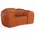 A remarkable croissant-shaped leather oversized chair designed and crafted in France during the 1980s, exemplifying the...